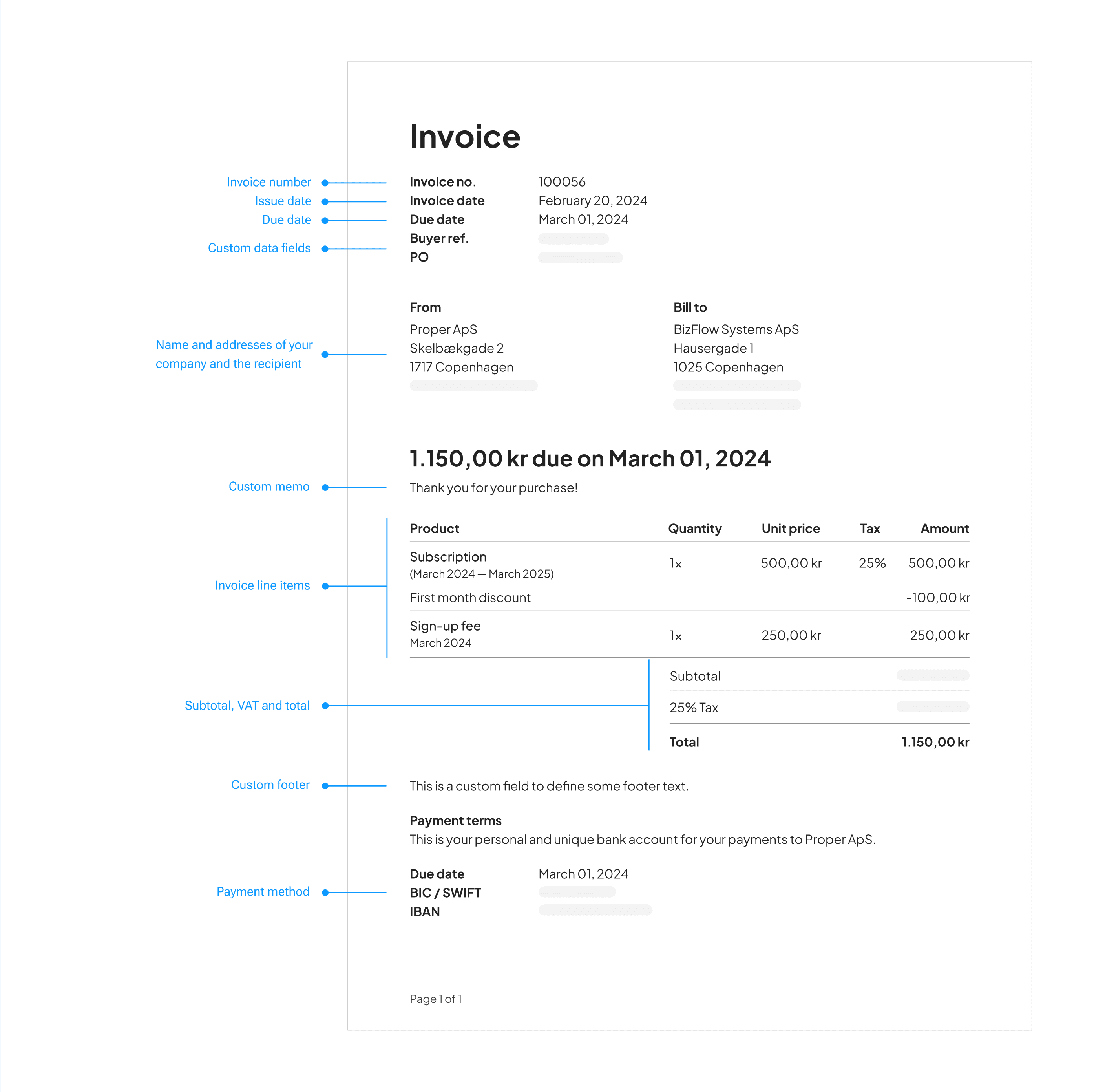 Invoice settings