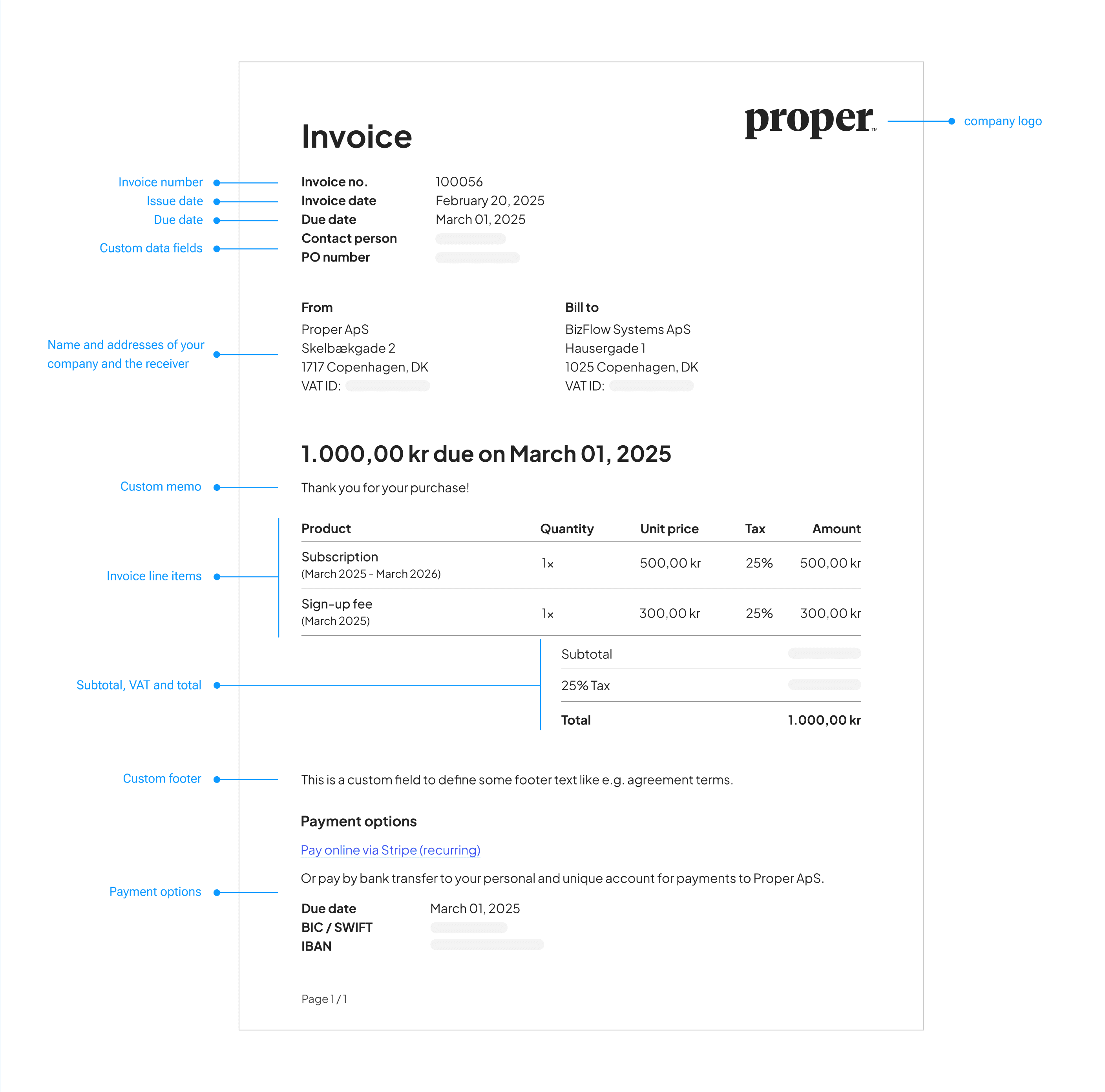Invoice settings